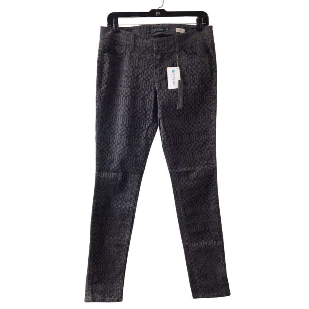 NWT Level 99 Jeans Women’s 29 Gray Liza Skinny Contrast Geometric Print Pants